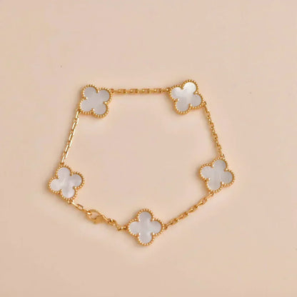 [✨ROSE💎]CLOVER WHITE PEARL MOP 5 MOTIF BRACELET COLLECTION