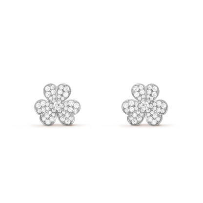 [✨ROSE💎]FRIVOLE SILVER FLOWER DIAMOND EARRINGS