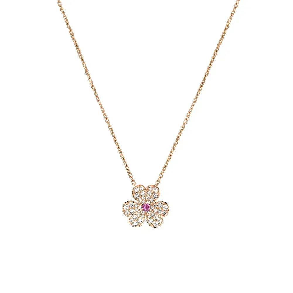[✨ROSE💎]FRIVOLE ROSE GOLD FLOWER DIAMOND NECKLACE