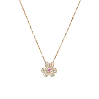 [✨ROSE💎]FRIVOLE ROSE GOLD FLOWER DIAMOND NECKLACE