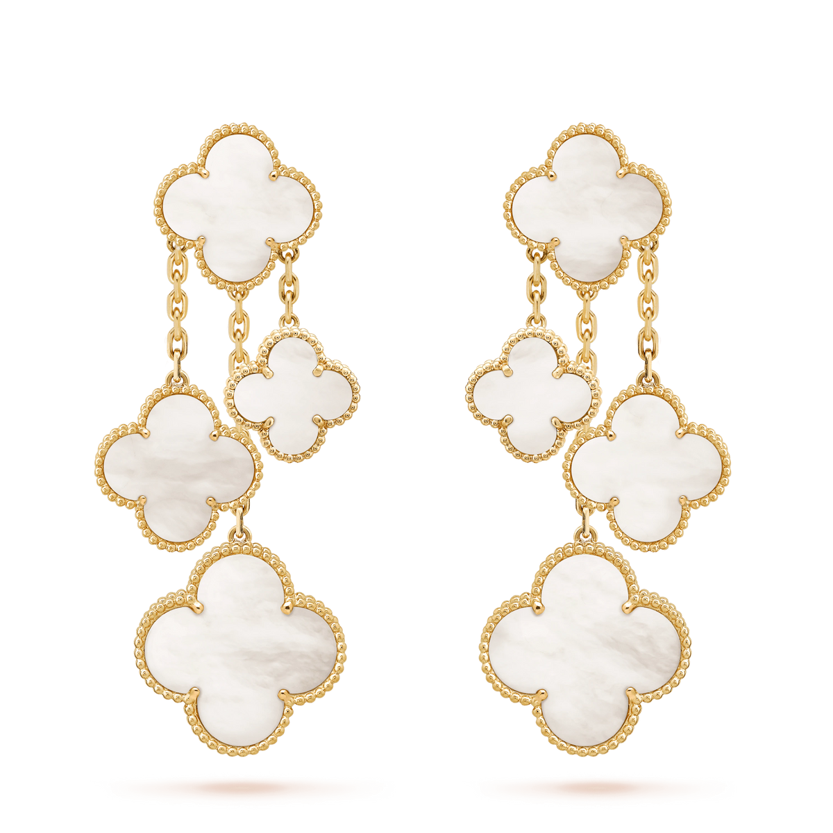[✨ROSE💎]CLOVER EARRINGS WHITE MOP 4 MOTIFS GOLD