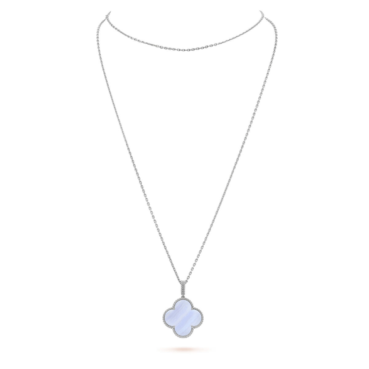 [✨ROSE💎]CLOVER SILVER CHALCEDONY BIG CLOVER NECKLACE