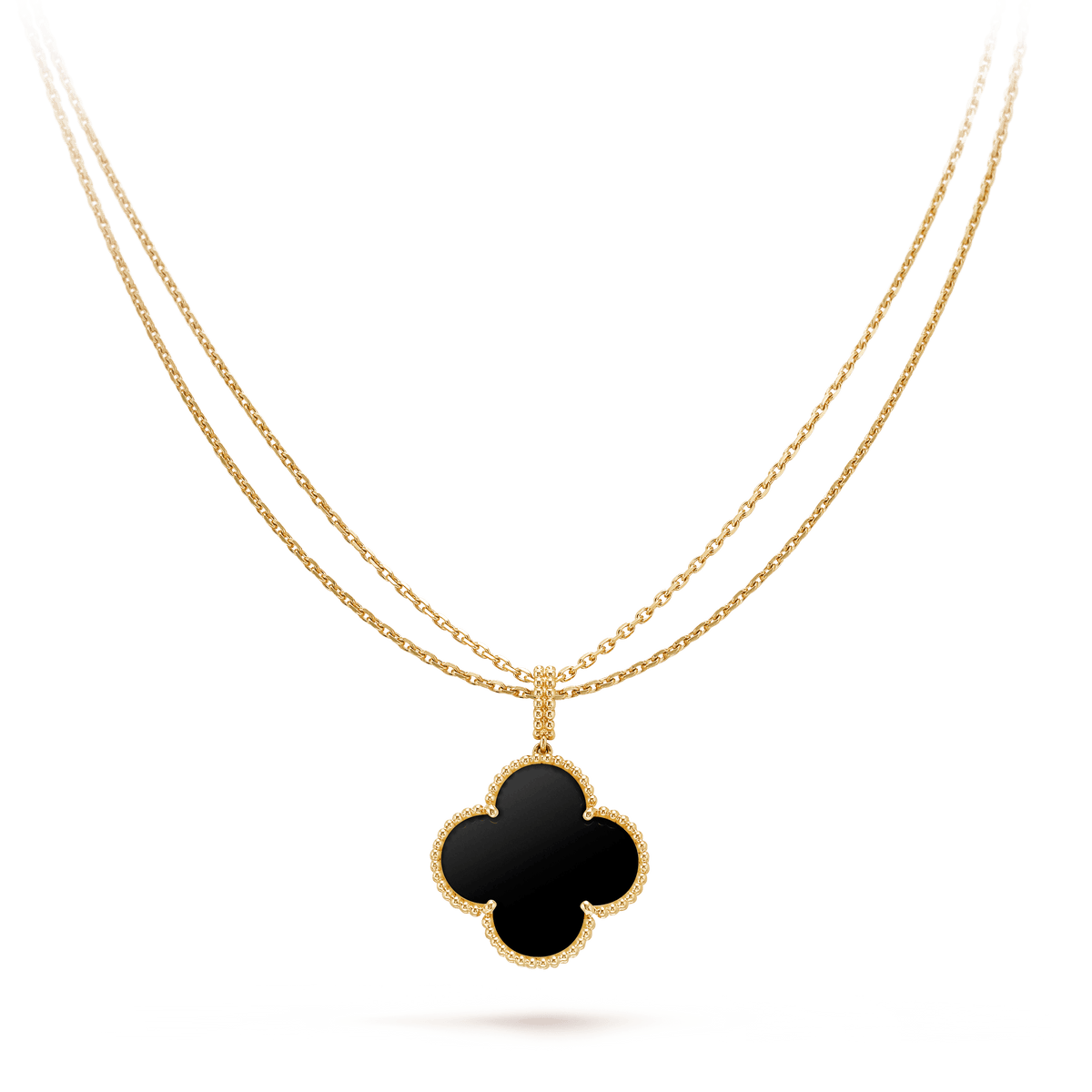 [✨ROSE💎]CLOVER 25MM GOLD ONYX BIG CLOVER NECKLACE
