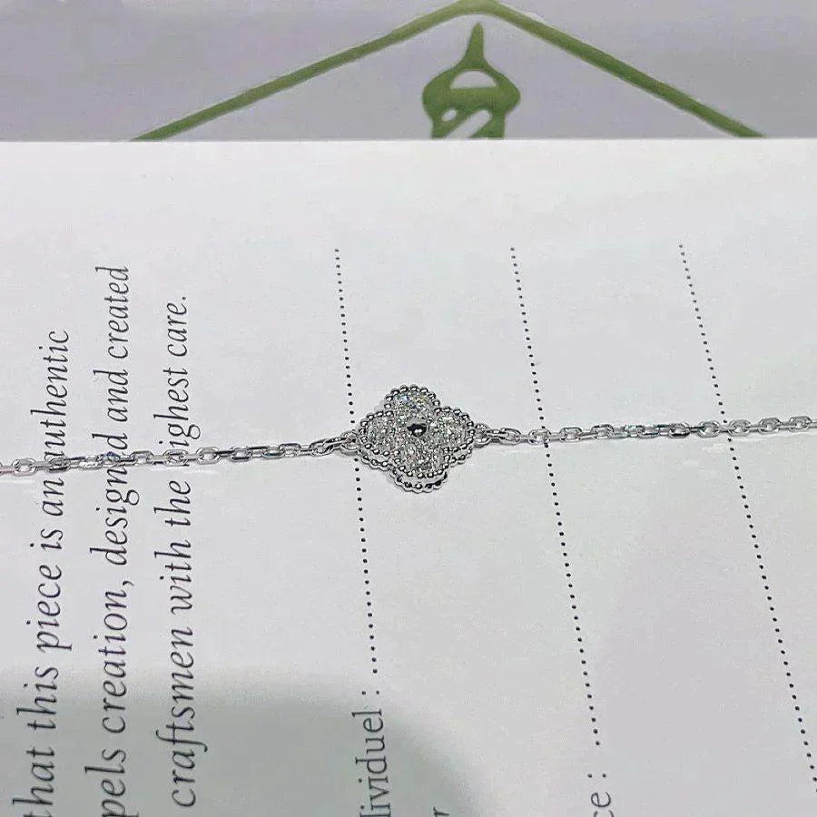 [✨ROSE💎]CLOVER  SINGLE FLOWER BRACELET SILVER