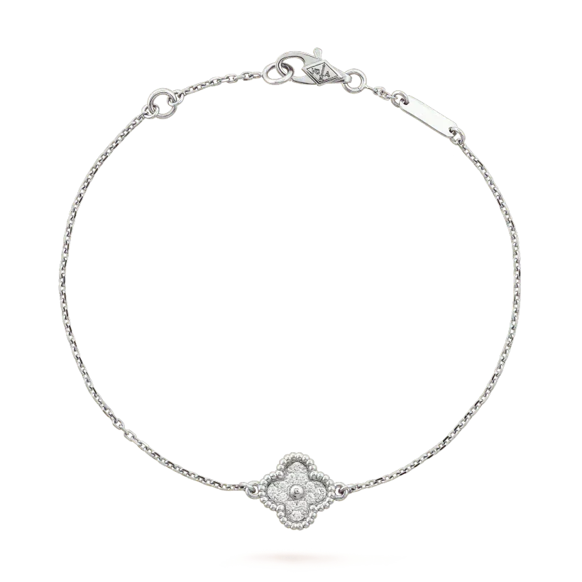 [✨ROSE💎]CLOVER  SINGLE FLOWER BRACELET SILVER