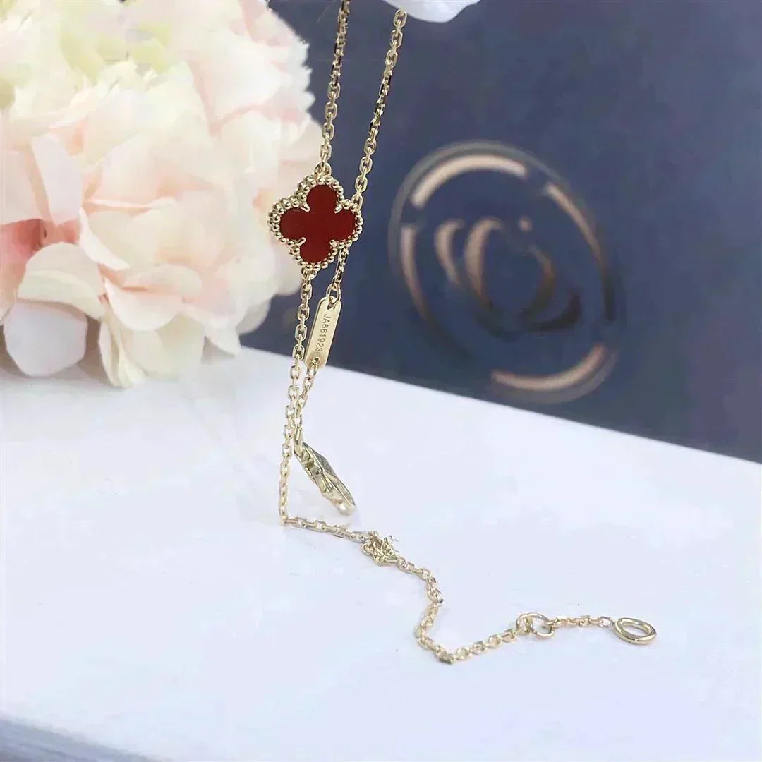 [✨ROSE💎]CLOVER  CARNELIAN SINGLE FLOWER BRACELET