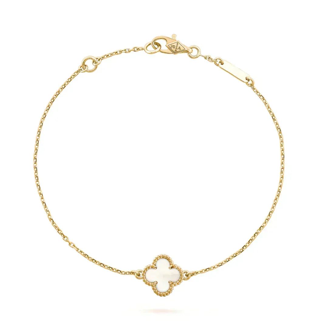 [✨ROSE💎]CLOVER WHITE MOP SINGLE FLOWER BRACELET