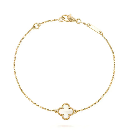 [✨ROSE💎]CLOVER WHITE MOP SINGLE FLOWER BRACELET