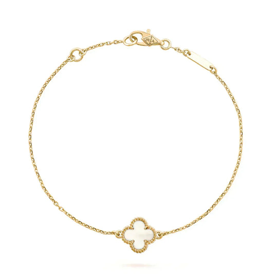 [✨ROSE💎]CLOVER WHITE MOP SINGLE FLOWER BRACELET