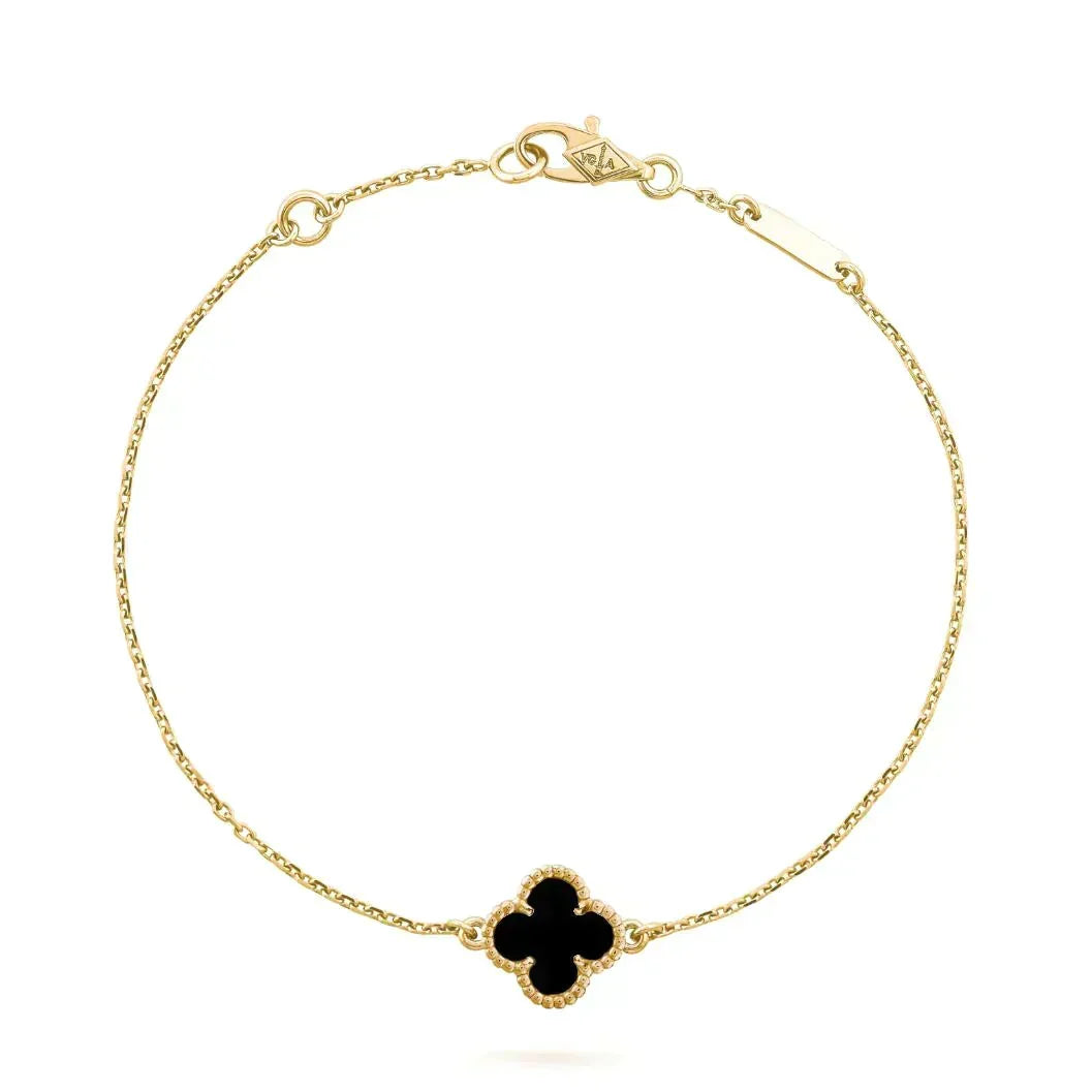 [✨ROSE💎]CLOVER ONYX SINGLE FLOWER BRACELET