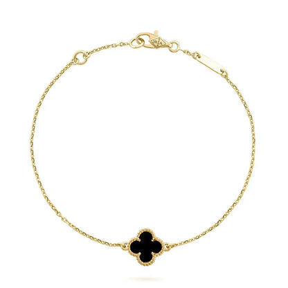 [✨ROSE💎]CLOVER ONYX SINGLE FLOWER BRACELET