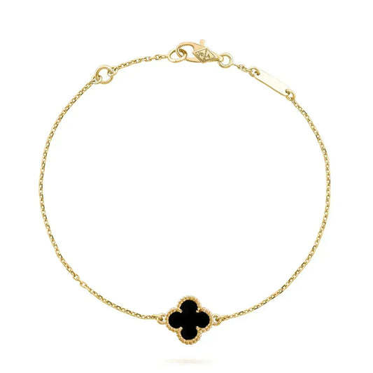 [✨ROSE💎]CLOVER ONYX SINGLE FLOWER BRACELET
